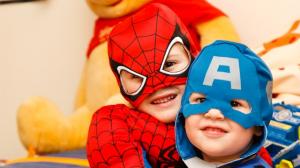 children dressed up as marvel characters